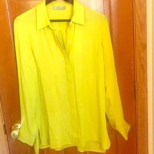 Vince silk blouse NWT chartreuse, sz 10